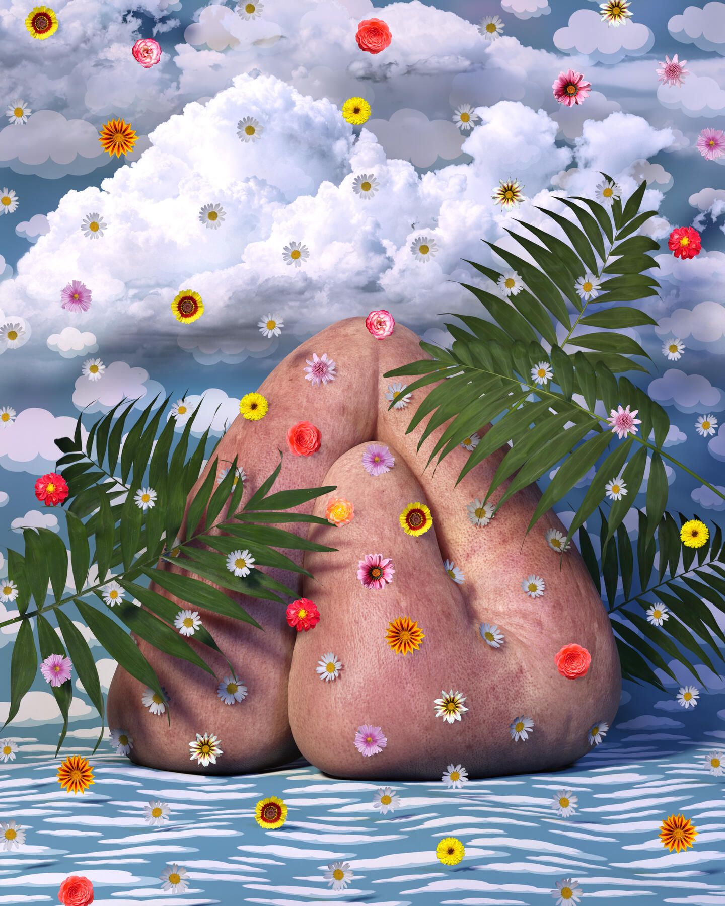 Cloud and mountain, High-resolution digital rendering, 30 x 36 inches, 2023